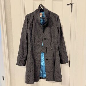 Tulle Dark Gray Wool Coat with Blue Lining